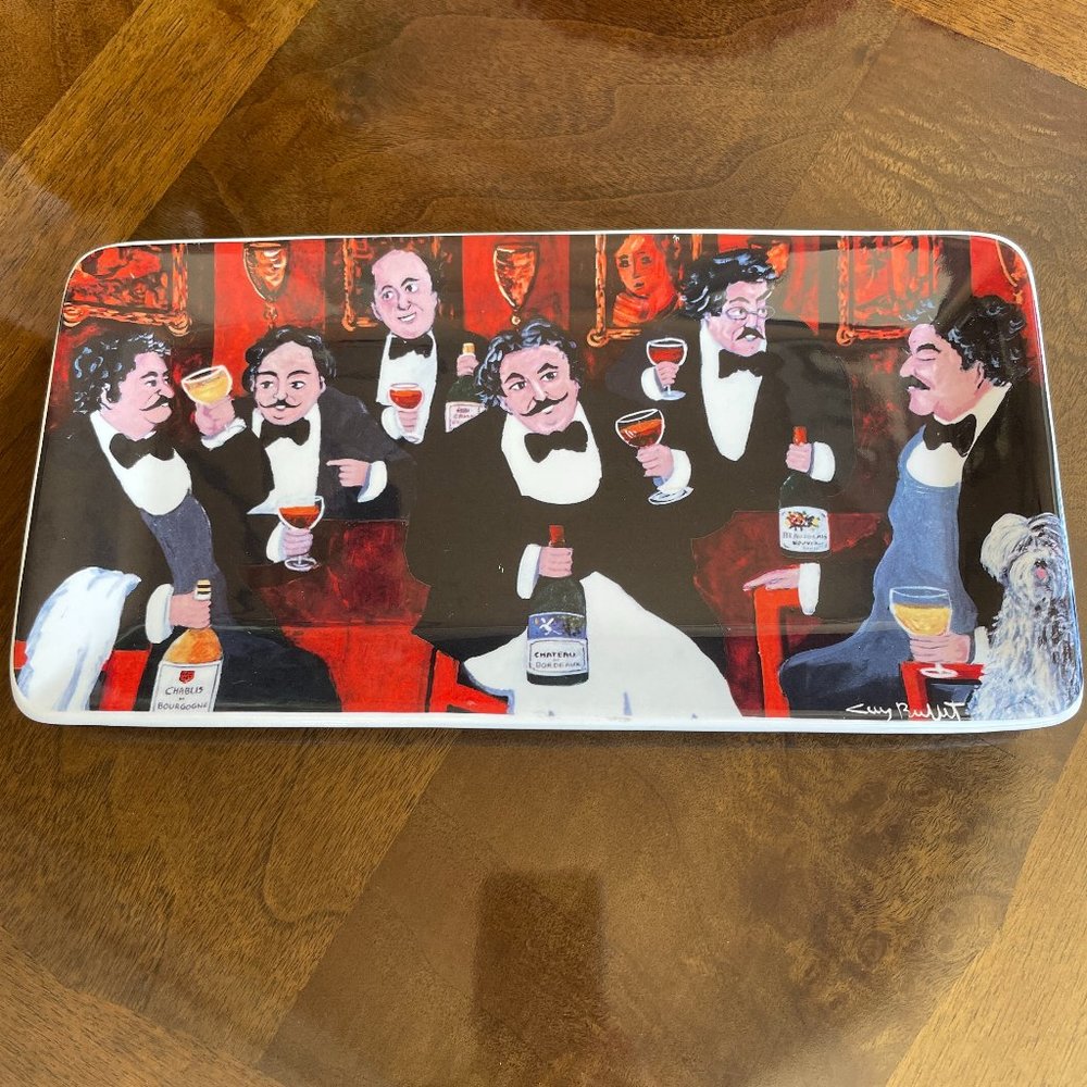 GUY BUFFET SERVING PLATTER WAITERS WINE CERAMIC